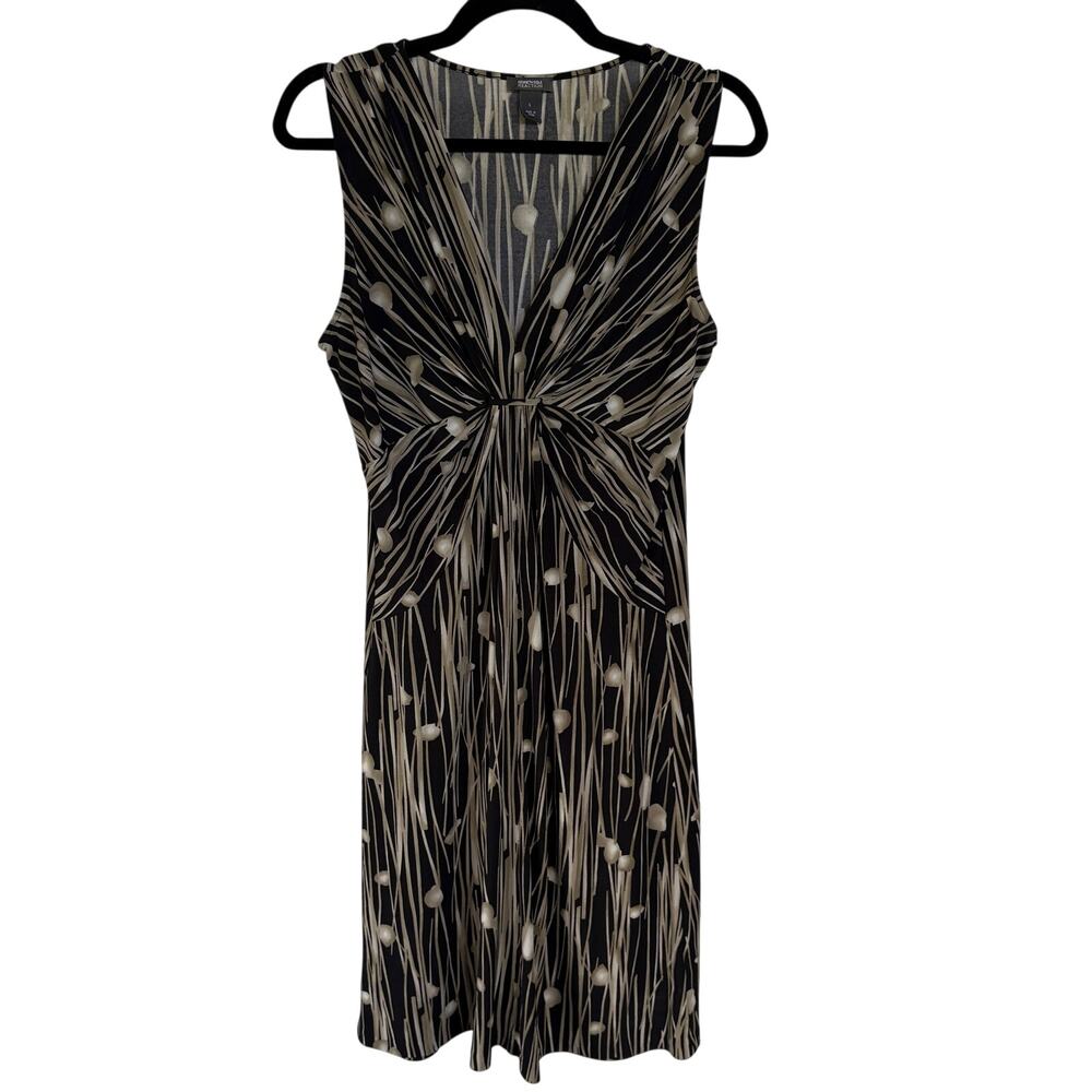 Kenneth Cole Neutral V-Neck Dress Cocktail Stretch Flattering Nature Large